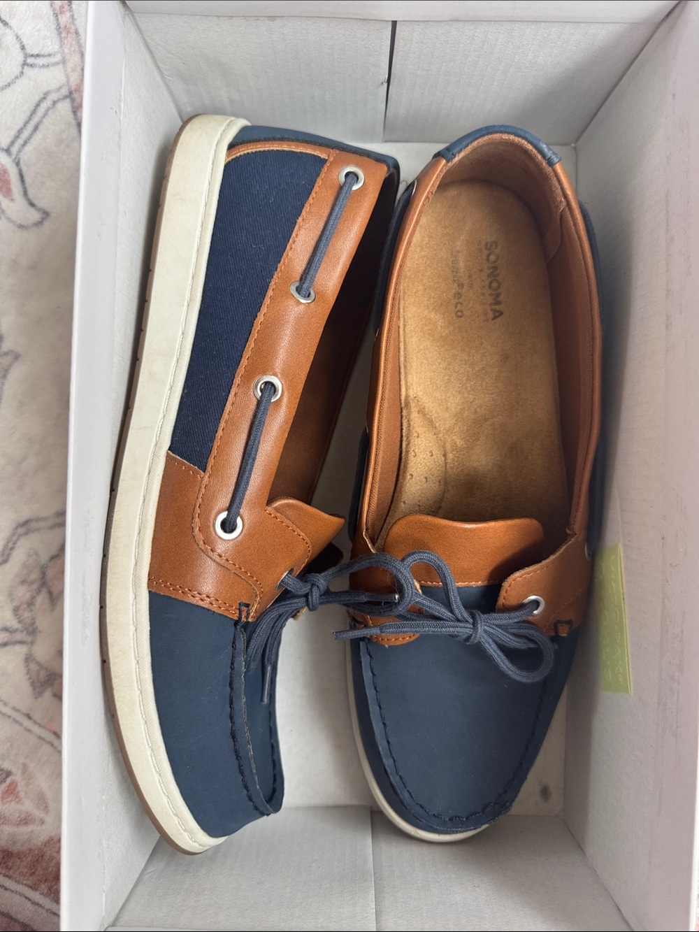 Sonoma Two-Tone Navy and Brown women’s Casual Boat Shoes -size 8.5